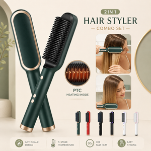 2-in-1 Hair Straightening & Curling Brush