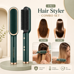 2-in-1 Hair Straightening & Curling Brush