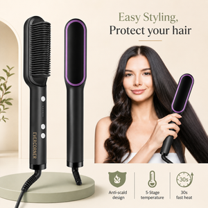 2-in-1 Hair Straightening & Curling Brush