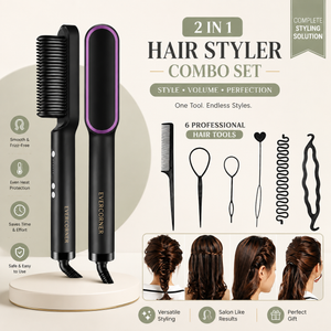 2-in-1 Hair Straightening & Curling Brush