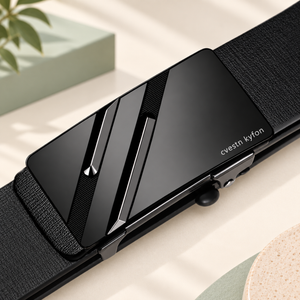 Men's Automatic Buckle Leather Belt Black