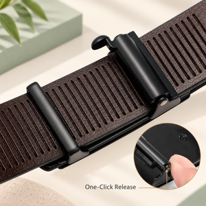 Men's Automatic Buckle Leather Belt Black